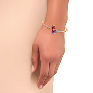 กำไลข้อมือดีไซน์เนอร์สำหรับผู้หญิง 14K ประดับเพชรเลี้ยงในห้องปฏิบัติการสีชมพูโรสโกลด์ลายดอกไม้ - Product Image 3