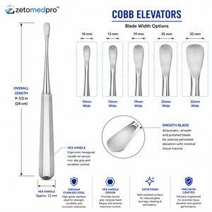Poignées hexagonales COBB Elevators pour lames de 10 mm à 32 mm de largeur ZETOMEDPRO - Product Image 4