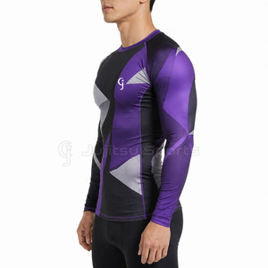 Rashguard MMA personnalisé de haute qualité pour hommes - Respirant, écologique, séchage rapide, équipement d'entraînement pour adultes, tissu Spandex/Polyester - Product Image 3