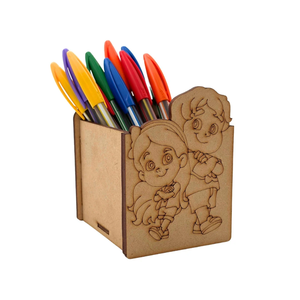 Stationary Organizer MDF <b>Pen</b> Holder Student <b>Gift</b> Photo Coating Wood Box MDF <b>Pen</b> Holder Wholesale Price - Product Image 4