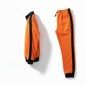 Ensemble de survêtement pour homme en coton épais, deux pièces, avec fermeture éclair contrastée, personnalisé, de luxe, de haute qualité, comprenant un sweat à capuche et un pantalon de survêtement - Product Image 5