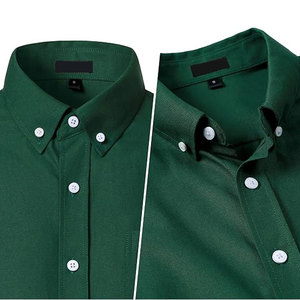 Camisa Oxford Ligera de Manga Larga para Hombre, Color Verde, Casual, Transpirable, Corte Entallado, Cuello con Botones y Bolsillo en el Pecho - Product Image 3