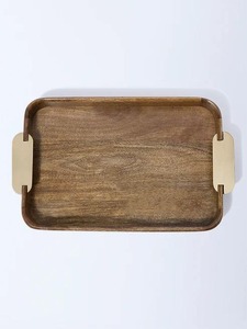 Plateau de service en bois moderne pour le thé, le café, le petit-déjeuner, les collations, multi-usages, léger, pour la cuisine, la salle à manger, la maison - Product Image 4