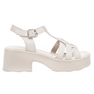 Sandalias de Plataforma Blancas Ann's con Tacón Grueso y Cierre de Hebilla, Punta Abierta, Zapatos de Verano Beige Cómodos con Parte Superior de PU - Product Image 2