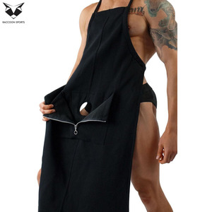 Sexy Leather <b>Apron</b> Men’s Clubwear Bib Uniform Solid <b>Black</b> Faux Leather Party Wear <b>Apron</b> Adjustable Neck Straps - Product Image 3