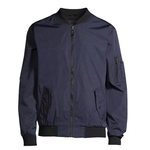 Veste bomber d'hiver pour homme de haute qualité, bleu marine foncé, col montant, imperméable et coupe-vent pour l'extérieur - Product Image 1