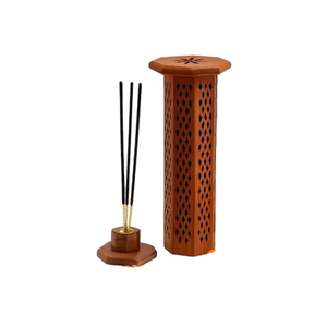 Support de brûleur d'encens en bois fait main avec finition bois pour la décoration intérieure, support pour bâtonnets d'encens et cire aromatique - Product Image 6