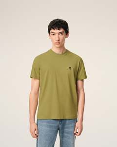 เสื้อยืดแขนราแกลนผู้ชาย สีครีมเขียว แต่งลายปักหัวใจ ทรงปกติ ผ้าเจอร์ซีย์คอตตอน คอกลม สไตล์ลำลอง - Product Image 5