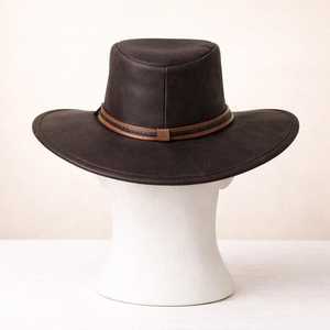 Sombrero de vaquero de cuero hecho a mano de primera calidad, color marrón oscuro, ala ancha, estilo western, para regalo. - Product Image 2