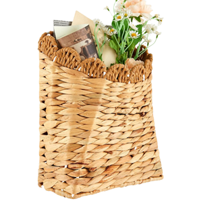 Handwoven Water Hyacinth <b>Wall</b> Basket Scalloped, Premium Indoor <b>Decorative</b> Flower Holder, Vietnam <b>Wicker</b> Hanging Basket Wholesale - Product Image 3
