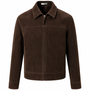 Veste en jean streetwear coupe ample pour homme, hiver, fermeture éclair, col montant, imitation daim haut de gamme, respirante, coupe-vent, épaisse - Product Image 1