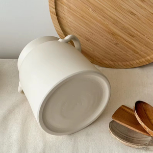 Handcrafted Ceramic Utensil Holder Matte Finish Double Handle Design High <b>Fired</b> Durable Heat Safe Kitchen Counter Organizer - Product Image 5
