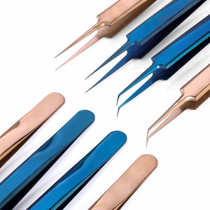Stainless Steel Gold Blue For Eyelash Extension High Precision Eyelash Extension Set <b>Thin</b> Tip Tweezers - Product Image 6
