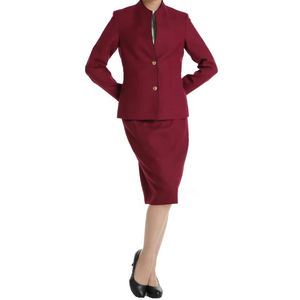 Ensemble uniforme d'hôtesse de l'air pour femme en gros, personnalisable avec logo, tailles variées, tenue professionnelle pour compagnies aériennes, chemise à manches longues et jupe, très tendance - Product Image 3