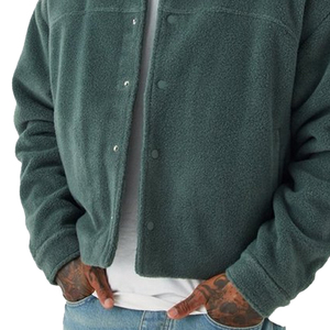 Chaqueta de lana verde para hombre con cuello vuelto y botones, abrigo informal de invierno - Product Image 6