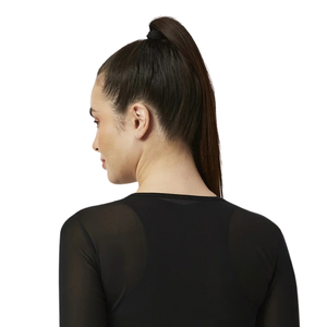 <b>Long</b> <b>Sleeve</b> Breathable Lightweight Yoga Mesh <b>Top</b> Women Neck Slim Fit <b>Sheer</b> Fitness Shirt Plain Studio Exercise Layering Pullover - Product Image 5