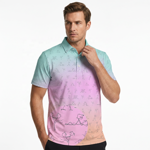 Polo pour homme à imprimé dessin animé, manches courtes, décontracté, respirant, en polyester tricoté, coupe classique - Product Image 3