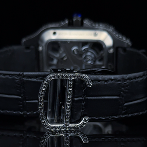 Luxury VVS Moissanite <b>Diamond</b> Leather Belt <b>Watch</b> Unisex Iced Quartz Analog Square Dial Antique Hip-Hop Business Style - Product Image 3