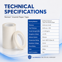 Ruban isolant électrique haute température Nomex Aramid pour bobines de moteurs et transformateurs, classe H 180°C