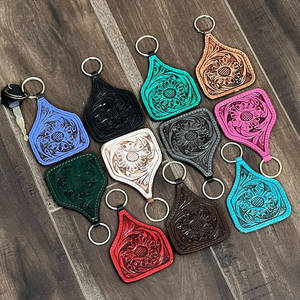 Nouveau porte-clés de luxe en cuir de vachette véritable, motif floral, design personnalisé, mini sac, porte-clés de voiture, prix de gros, cadeau - Product Image 5