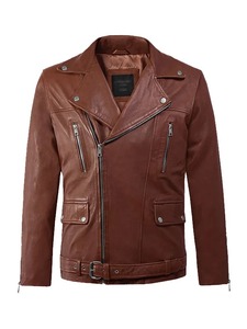 Veste en cuir de motard pour homme, veste de moto en cuir véritable, style vintage, décontractée, avec fermeture éclair, vêtement d'extérieur pour moto - Product Image 1