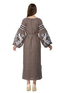 Robe longue gitane traditionnelle broderie florale ukrainienne usine directe personnalisable dernière couleur marron numérique fermeture éclair taille - Product Image 5