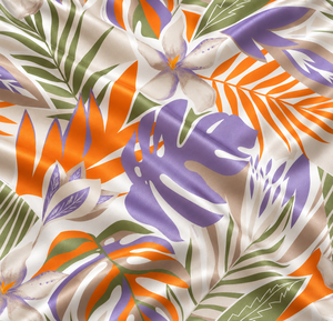 Tissu en satin modal pur pour filles, léger, imprimé floral large, bleu, rose, crème, aquarelle, jardin, pivoine, lys, matière pour robe - Product Image 3