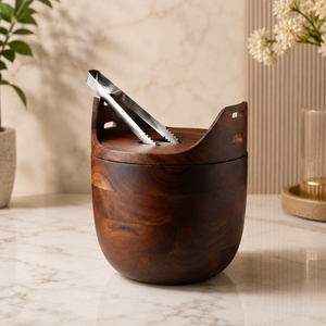 This Handcrafted Wooden Ice <b>Bucket</b> features a Sleek Fitted <b>Lid</b> and Integrated Tongs for Sophisticated Bars Entertaining - Product Image 5