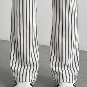 Women High Waisted Striped Flare Pants Loose Fit <b>Drawstring</b> Casual <b>Trouser</b> Full Length 100% Cotton Knitted Pants Women's - Product Image 5