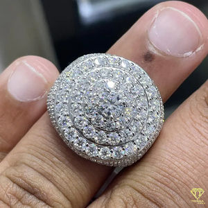 Custom Round Moissanite Diamond <b>Ring</b> For <b>Men</b> Hip Hop White Gold <b>Ring</b> Design - Product Image 3