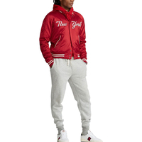 Veste universitaire en satin respirant style cool pour homme, vestes universitaires en satin de soie 100% polyester, vestes bomber en satin raglan pour homme