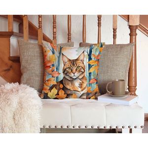 Sokoke Cat in Fall Leaves Almohada decorativa 14H x 14W Lavable a máquina para uso en interiores y exteriores para sofá cama y Patio - Product Image 3