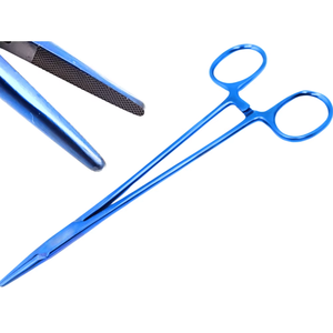 Portaagujas Mayo Hegar de Carburo de Tungsteno con Recubrimiento de Plasma Premium, Mandíbulas Duraderas, Acabado Mate Antideslumbrante Azul, Portaagujas Quirúrgico Mayo - Product Image 6