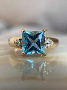 Bague en argent sterling S925 avec zircon bleu marine rectangulaire et rangée de diamants pour femme, bague simple et élégante - Product Image 4