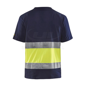 Hi-Vis ANSI Class 2 Oversized Short Sleeve Safety Men's T-shirt Polyester Moisture-Wicking Reflective Tape LED <b>Flash</b> Waterproof - Product Image 2