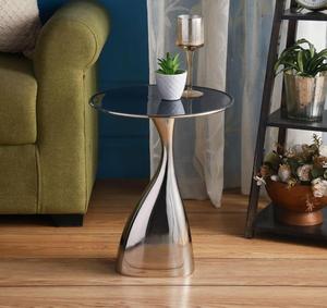 Modern Pedestal <b>Console</b> <b>Table</b> With Tempered Glass Top Stainless Steel Base Contemporary Living Room Furniture - Product Image 2