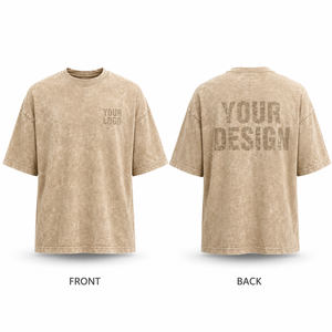 เสื้อยืดโอเวอร์ไซส์ผู้ชาย ผ้าคอตตอนเจอร์ซีย์ พิมพ์ลายโลโก้ด้านหน้า สไตล์สตรีทแวร์ ล้างสีแบบแอซิดวอช เป็นมิตรต่อสิ่งแวดล้อม แขนสั้น คอกลม ทรงปกติ - Product Image 1