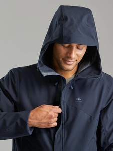 Veste matelassée imperméable à capuche pour homme, couleur marine, fermeture éclair sur le devant, vêtement d'hiver décontracté, couleur unie, coupe classique - Product Image 2