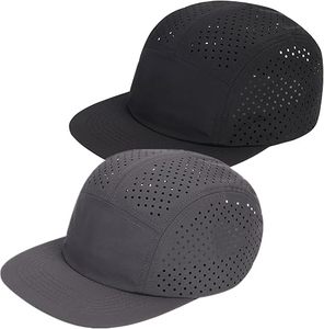 Gorra de Béisbol de Cinco Paneles Unisex, Negra, de Malla, Ajustada, con Visera Plana, Transpirable, Impermeable, para Uso en Exteriores de Verano - Product Image 2