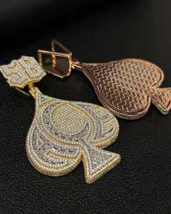 Custom 925 Silver Hip Hop Charm Pendant Fashion <b>Playing</b> <b>Card</b> Spade with VVS Moissanite Bling Bling Heart Necklace - Product Image 1