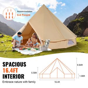 Carpa Yurt de 5m/16.4 pies para las 4 Estaciones, Transpirable, con Capacidad para 8-12 Personas, Tipo Campana de Lona - Product Image 4