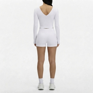 Conjunto de leggings de yoga de cintura cruzada para mujer, leggings deportivos de pierna ancha, ropa deportiva acanalada a juego para mujer - Product Image 2