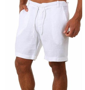 Shorts de plage légers en coton 100 % tricoté pour hommes, taille haute, couleur unie, anti-plis, écologiques, vente en gros, ODM - Product Image 2