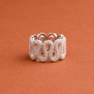 Geometric <b>Cocktail</b> <b>Ring</b> Rose <b>Gold</b> Plated 925 Silver Crystal Rhinestone Unisex Luxury Everyday Wear - Product Image 1