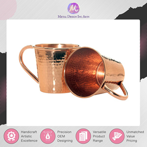 Exportateur mondial vendant des mugs en cuivre massif couleur or rose de 18 oz et 12 oz avec poignée pour servir des cocktails à prix authentique - Product Image 3
