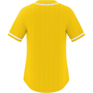 Bright Yellow Blank Baseball Jersey White Piping Mesh <b>Polyester</b> Uniforms for Custom Printing and School Events - Product Image 2