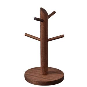 Elegante soporte de madera para tazas con 6 ganchos, organizador de tazas de café, accesorio de cocina de madera que ahorra espacio para el hogar - Product Image 3