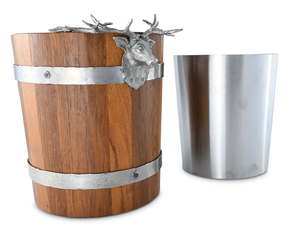 Cubo de Hielo de Madera de Lujo con Detalles de Cabeza de Ciervo en Aluminio, Enfriador de Vino y Champán Premium con Revestimiento de Acero Inoxidable Extraíble - Product Image 3