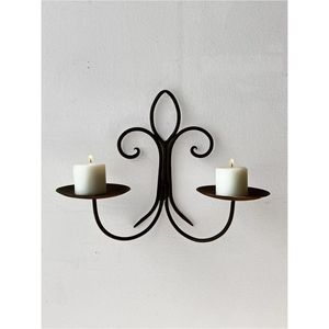 Support mural en fer forgé fait main, double bras, style vintage, applique murale en métal, décoration d'intérieur, accent de réception, vente en gros - Product Image 1