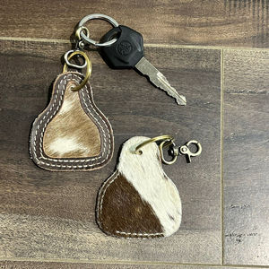 Accesorio minimalista de calidad superior Llavero de cuero de vaca genuino de cuero de vaca elegante Llavero de piel Fob - Product Image 6